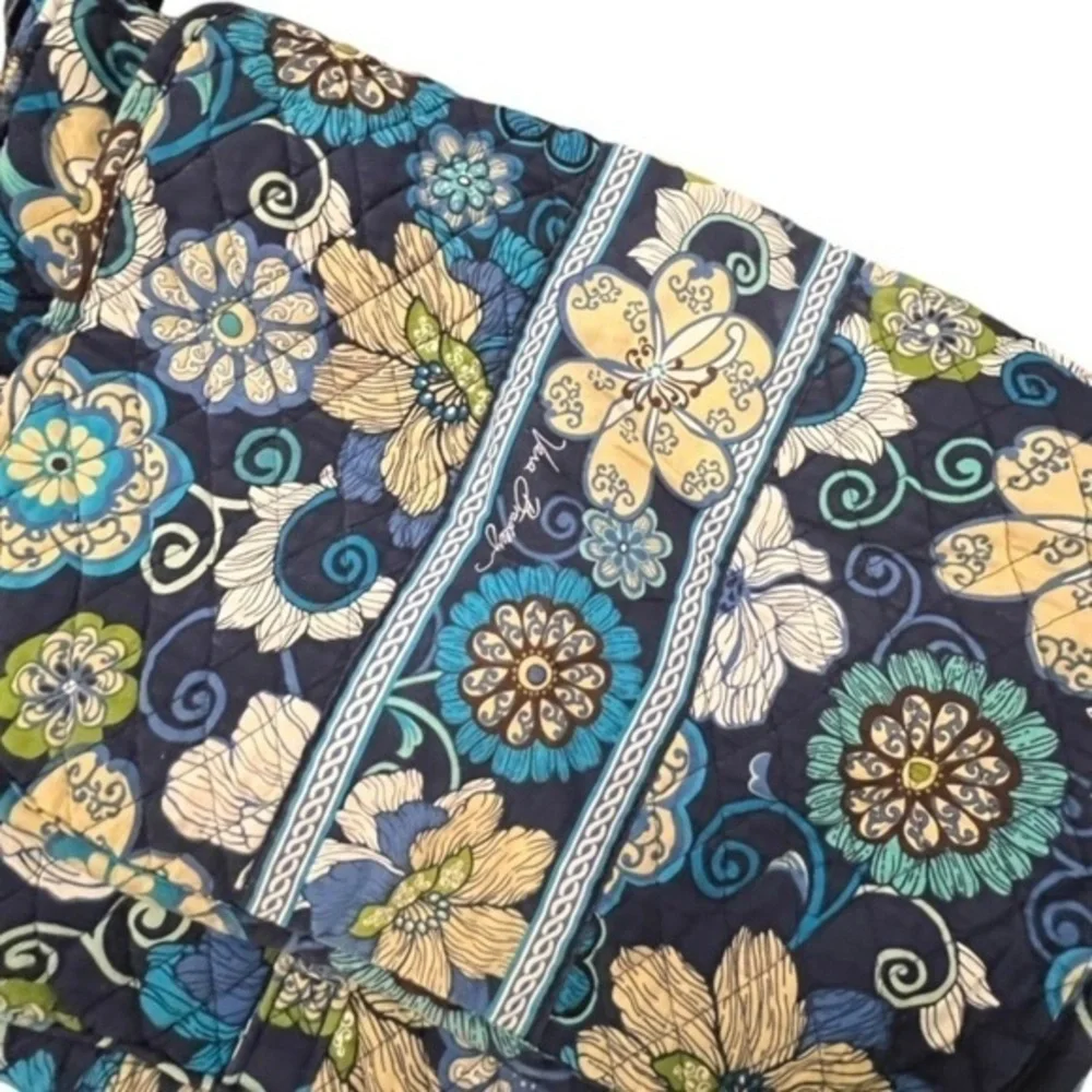 Vera Bradley Blue Messenger Bag Floral Lindsey Laptop Briefcase Book Bag 14x10x4